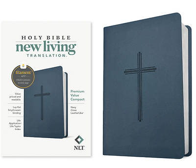 NLT Premium Value Compact Bible, Filament Enabled (Leatherlike, Navy Cross)