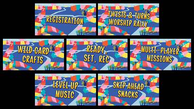 Picture of Vacation Bible School VBS 2023 Twists & Turns Rotation Signs PK7