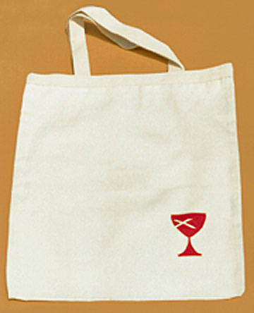 Picture of Tote Bag Disciples of Christ Canvas White with Red Chalice 15 1/2 X 13 1/4