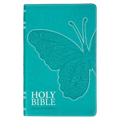 Picture of KJV Holy Bible, Gift Edition for Girls/Teens King James Version, Faux Leather Flexible Cover, Teal Butterfly