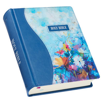 Picture of KJV Note-Taking Bible Printed Blue Floral Faux Leather