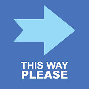 Picture of This Way Please (Right Arrow) 15.5"x15.5" Floor Decal Sign - 2 Pack