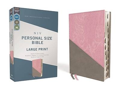 Picture of Niv, Personal Size Bible, Large Print, Leathersoft, Pink/Gray, Red Letter, Thumb Indexed, Comfort Print
