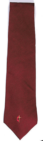 Picture of Tie Burgundy United Methodist Cross and Flame