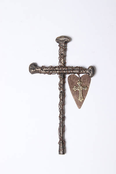 Picture of Rustic Nail and Wire Cross with Embellishment