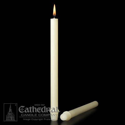 Picture of 100% Beeswax Altar Candles Cathedral 33 3/4 x 1 1/16 Pack of 6 Self-Fitting End
