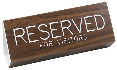Picture of Pew Sign, Reserved For Visitors, Engraved