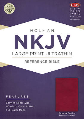 Picture of NKJV Large Print Ultrathin Reference Bible, Burgundy Genuine Leather with Thumb Index & Ribbon Marker