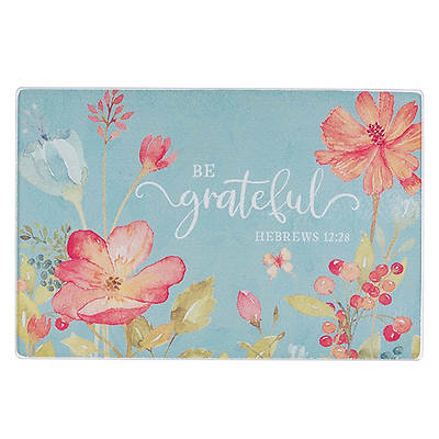 Picture of Cutting Board Glass Grateful Floral