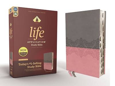 Picture of NIV Life Application Study Bible, Third Edition--Leathersoft, Gray/Pink (Indexed, Red Letter Edition)