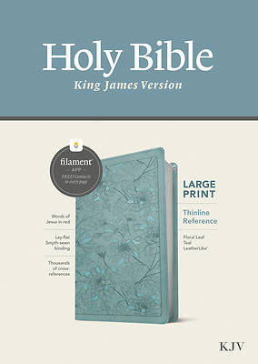 Picture of KJV Large Print Thinline Reference Bible, Filament Enabled Edition (Red Letter, Leatherlike, Floral Leaf Teal)