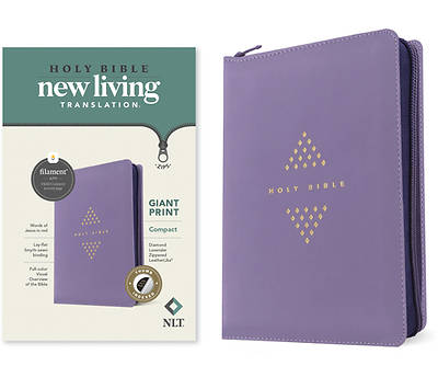 Picture of NLT Compact Giant Print Zipper Bible, Filament-Enabled Edition (Leatherlike, Diamond Lavender, Indexed, Red Letter)