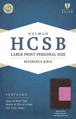 Picture of HCSB Large Print Personal Size Bible, Pink/Brown Leathertouch with Magnetic Flap