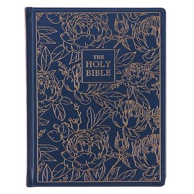 Picture of KJV Large Print Note-Taking Bible Navy Blue Floral Faux Leather
