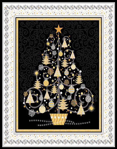 Picture of Silver & Gold Tree Christmas Boxed Card (Pk 18)