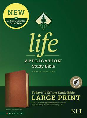 Picture of NLT Life Application Study Bible, Third Edition, Large Print (Red Letter, Leatherlike, Brown/Tan, Indexed)
