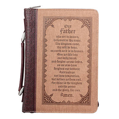 Picture of Bible Cover Men's The Lord's Prayer, Two-Tone Brown Faux Leather, Large