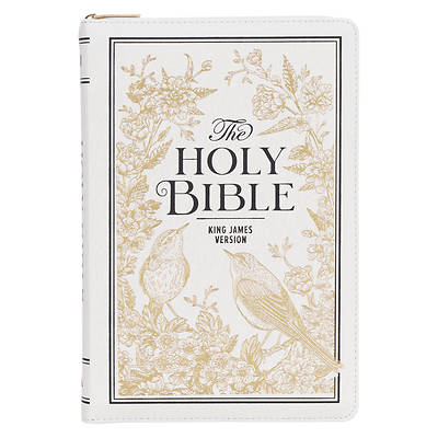 Picture of KJV Bible Thinline LP White and Gold W/Zipper