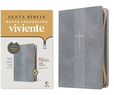 Picture of Biblia de Referencia En La Columna Central Ntv, Letra Grande de Zíper Con Filament (Sentipiel, Gris, Índice, Letra Roja)