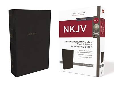 Picture of NKJV, Deluxe Reference Bible, Personal Size Giant Print, Imitation Leather, Black, Red Letter Edition, Comfort Print
