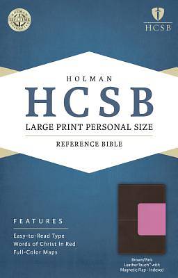 Picture of HCSB Large Print Personal Size Bible, Pink/Brown Leathertouch with Magnetic Flap Indexed