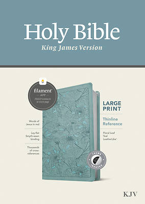Picture of KJV Large Print Thinline Reference Bible, Filament Enabled Edition (Red Letter, Leatherlike, Floral Leaf Teal, Indexed)