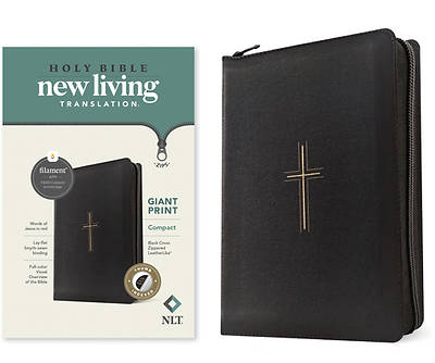 Picture of NLT Compact Giant Print Zipper Bible, Filament-Enabled Edition (Leatherlike, Black Cross, Indexed, Red Letter)
