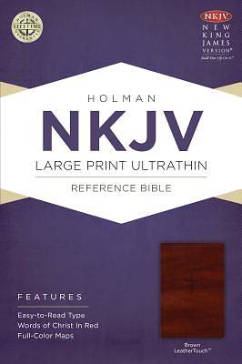 Picture of NKJV Large Print Ultrathin Reference Bible, Brown Leathertouch