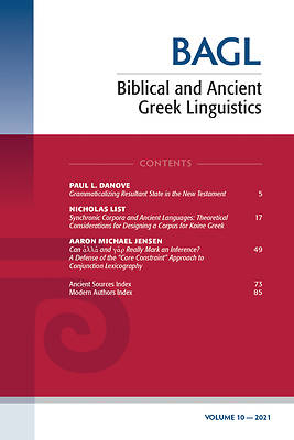 Picture of Biblical and Ancient Greek Linguistics, Volume 10