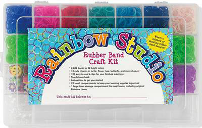Picture of Rainbow Studio Rubber Band Craft Kit [With 3,600 Bands in 20 Colors, S-Clips, Loom Hook and 12 Charms]