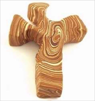 Picture of Comforting Clay Wood Pocket Cross