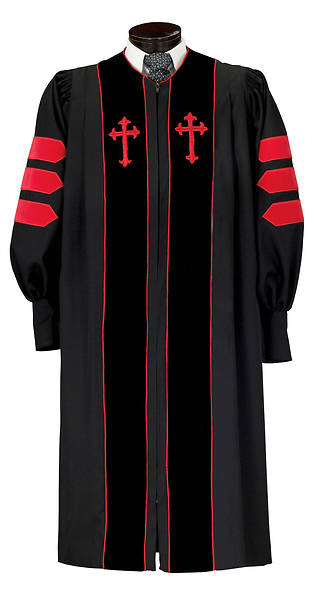 Picture of Pulpit Robe with Pleated Velvet Front - Small Short