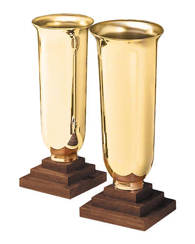 Picture of Artistic RW 224BRW Brass and Walnut Altar Vases