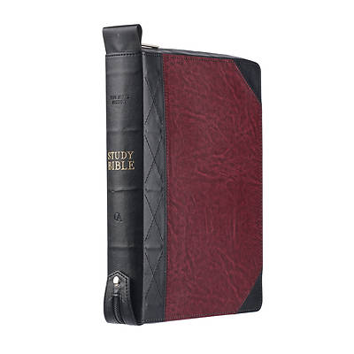Picture of KJV Study Bible Two-Tone Black/Burgundy with Zipper Faux Leather