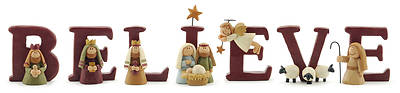 Picture of B-E-L-I-E-V-E Nativity Resin Christmas Decoration Set