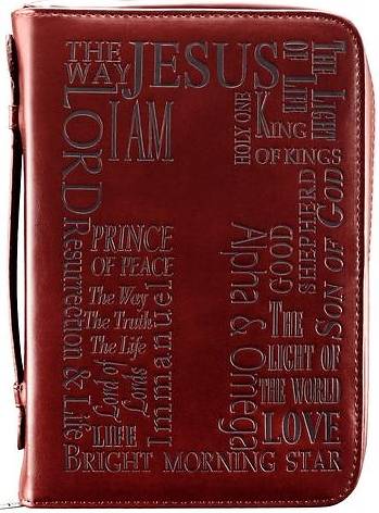 Picture of Bible Cover Name Of Jesus Burgundy Large