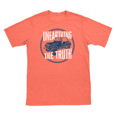 Picture of Vacation Bible School VBS 2021 Destination Dig Unearthing the Truth About Jesus Coral Jeep T-shirt - Adult Small