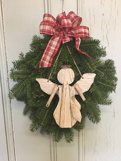 Picture of Fresh-Cut Balsam Christmas Door Hanger with Angel