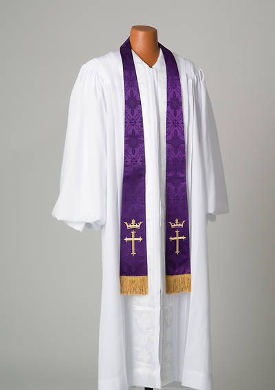 Picture of Brocade Cross and Crown Embroidered 92" Purple Stole