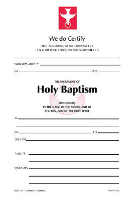 Picture of Baptism Certificate [Package of 25 w/ Envelope]