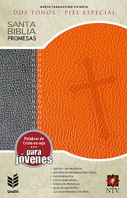 Picture of Biblia de Promesas Ntv Piel Especial. Juvenil Gris-Naranja= Ntv Promise Bible Deluxe Youth Grey-Orange