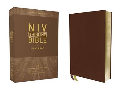Picture of Niv, Thinline Bible, Giant Print, Genuine Leather, Buffalo, Brown, Red Letter Edition, Comfort Print