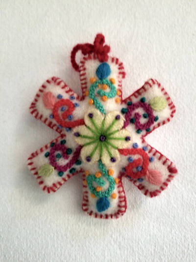 Picture of Embroidered Snowflake Ornament Red Edge