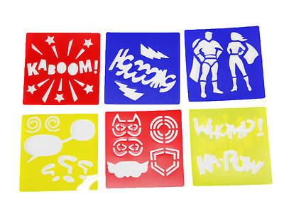 Picture of Vacation Bible School (VBS) 2019 Super Training University Stencil's - Assorted (Pkg of 12)