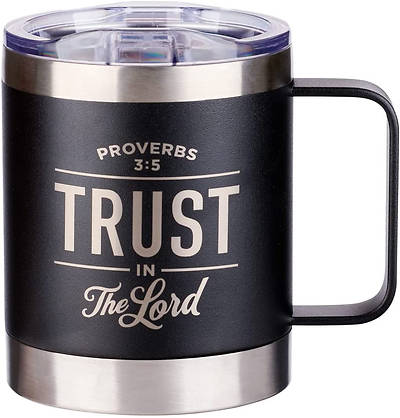 Picture of Christian Art Gifts Trust in the Lord Stainless Steel Black Mug with Proverbs 3