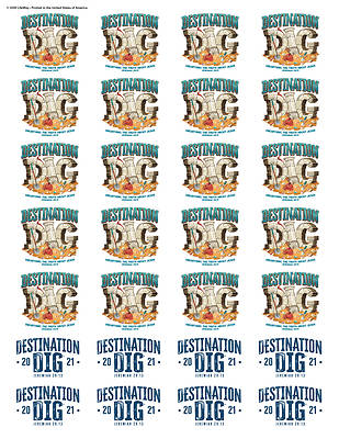 Picture of Vacation Bible School VBS 2021 Destination Dig Unearthing the Truth About Jesus Logo Stickers 10 Sheets
