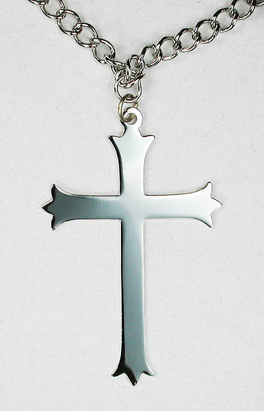 Picture of 3 1/4" Clergy Cross - Silvertone, 24" Chain