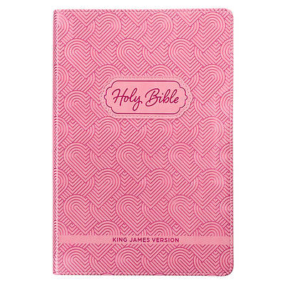 Picture of KJV Kids Bible, 40 Pages Full Color Study Helps, Presentation Page, Ribbon Marker, Holy Bible for Children Ages 8-12, Light Pink Hearts Faux Leather F