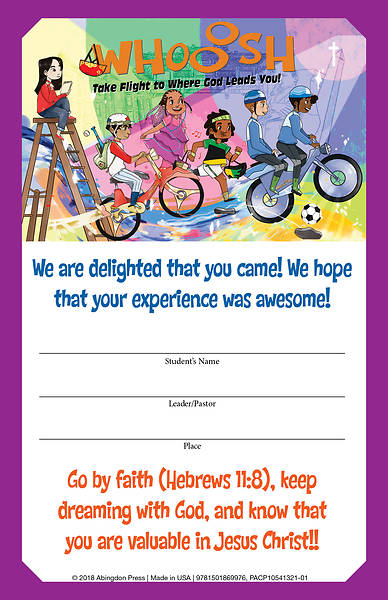 Picture of Vacation Bible School (VBS) 2019 Whooosh Student Certificates (Pkg of 24)