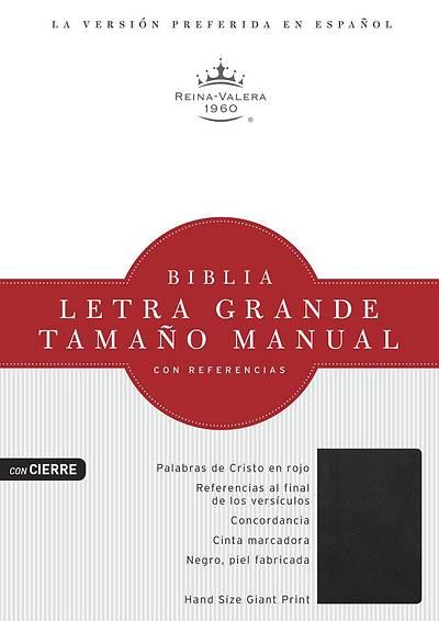 Picture of Rvr 1960 Biblia Letra Grande Tamano Manual, Negro Piel Fabricada, Con Cierre